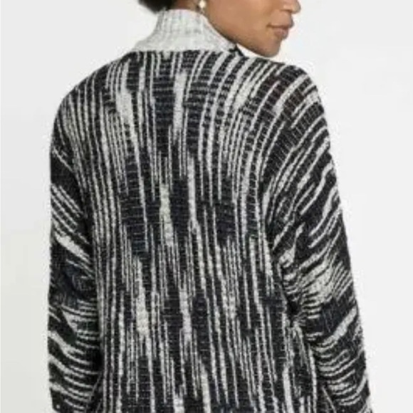 Nic + Zoe ENGRAVING CARDIGAN Drapey  Size PP Black White - Picture 7 of 8